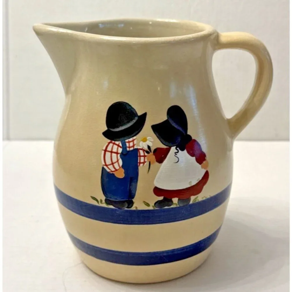 Roseville Pottery Pitcher Amish 1 Qt. Robinson Ransbottom Vintage Ohio Signed 6
